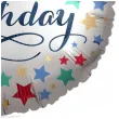 balon foliowy happy birthday kolorowe gwiazdki dekoracja na urodziny bialy satynowy 18 rnd