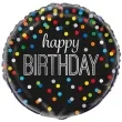 balon foliowy happy birthday konfetti black unique 18 rnd