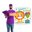 balon foliowy happy birthday lew amscan 18 sqr