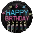 balon foliowy happy birthday neonowy czarny amscan 18 rnd