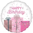 balon foliowy happy birthday prezenty dekoracja na urodziny bialo rozowy 18 rnd