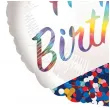 balon foliowy happy birthday teczowe konfetti dekoracja na urodziny bialy 18 rnd