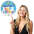balon foliowy happy birthday tort dekoracja na urodziny niebieski 18 rnd