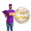 balon foliowy happy birthday urocze kwiaty folat 18 rnd