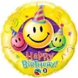 balon foliowy happy birthday z usmiechami zolty qualatex 18 rnd