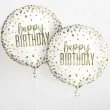 balon foliowy happy birthday zlote konfetti bialy unique 18 rnd