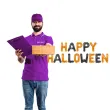 balon foliowy happy halloween czarno pomaranczowy partypal 16 ltr