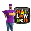 balon foliowy happy halloween czarny amscan 16 sqr