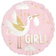 balon foliowy its a girl bocian rozowy amscan 18 rnd