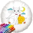 balon foliowy kolorowanka kot zaczarowany bialy 18 rnd
