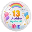 balon foliowy kolorowe urodziny tecza personalizacja bialy 18 rnd