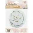 balon foliowy komunia swieta golabek z galazka oliwna i listkami bialy godan 18 rnd