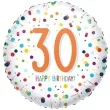 balon foliowy konfetti 30 lat pomaranczowy amscan 16 rnd
