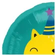 balon foliowy kot w czapeczce urodzinowej turkusowy folat 18 rnd