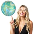 balon foliowy kula marmurek niebiesko zielony amscan 15 orb