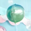 balon foliowy kula ombre metalic niebiesko zielony partydeco 14 orb