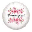 balon foliowy kwiat jabloni dziewczynka dekoracja na baby shower gender reveal bialy 18 rnd