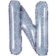 balon foliowy litera n 14 partydeco srebrny holograficzny