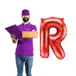 balon foliowy litera r czerwony partydeco 14 ltr