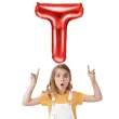 balon foliowy litera t czerwony partydeco 14 ltr
