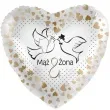 balon foliowy maz i zona serce bialo zloty amscan 17 hrt