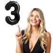 balon foliowy metalizowana cyfra 3 czarny partydeco 33 dgt