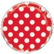 balon foliowy okragly w kropki czerwony unique 18 rnd