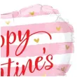 balon foliowy serce w paski happy valentines rozowy qualatex 18 hrt