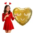 balon foliowy serce z rzesami zloty qualatex 9 hrt