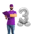 balon foliowy smart cyfra 3 stojaca srebrny godan 28 dgt