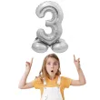 balon foliowy smart cyfra 3 stojaca srebrny godan 28 dgt