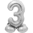 balon foliowy smart cyfra 3 stojaca srebrny godan 28 dgt