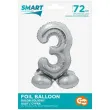 balon foliowy smart cyfra 3 stojaca srebrny godan 28 dgt