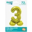 balon foliowy smart cyfra 3 stojaca zloty godan 28 dgt