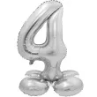 balon foliowy smart cyfra 4 stojaca srebrny godan 28 dgt