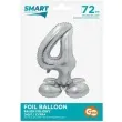 balon foliowy smart cyfra 4 stojaca srebrny godan 28 dgt