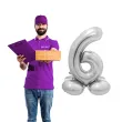 balon foliowy smart cyfra 6 stojaca srebrny godan 28 dgt