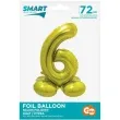 balon foliowy smart cyfra 6 stojaca zloty godan 28 dgt