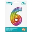 balon foliowy smart cyfra 6 teczowy godan 30 dgt
