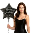 balon foliowy sparkling happy birthday czarny amscan 18 str