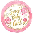 balon foliowy sweet baby girl dekoracja na baby shower rozowo bialy amscan 18 rnd
