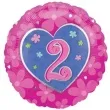 balon foliowy urodziny 2 rozowy z sercem amscan 18 rnd