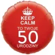 balon foliowy urodziny 50 keep calm czerwony 18 rnd