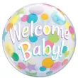 balon foliowy welcome baby kolorowe grochy qualatex bubbles 22 orb