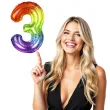 balon foliowy zelek cyfra 3 teczowy partypal 40 dgt