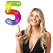 balon foliowy zelek cyfra 5 teczowy partypal 40 dgt