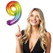balon foliowy zelek cyfra 9 teczowy partypal 40 dgt