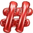 balon foliowy znak hashtag czerwony partydeco 14