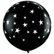 balon gwiazdki round czarny qualatex 36 2 szt