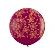 balon okragly burgund 1m ze zlotymi rozami 2szt